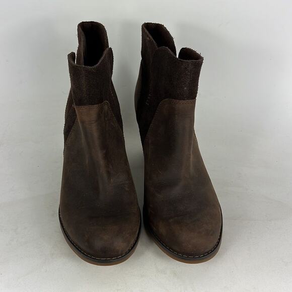 Timberland ankle booties women’s size 6.5 brown leather suede stacked heel - Picture 4 of 9